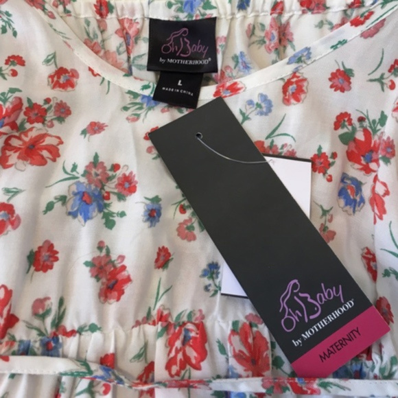 SOLD Oh baby Motherhood Maternity Tank Sz L Floral - Picture 4 of 4